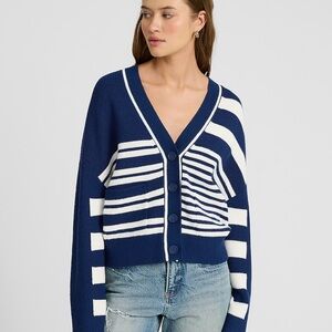 Express Blue and White Striped Cardigan